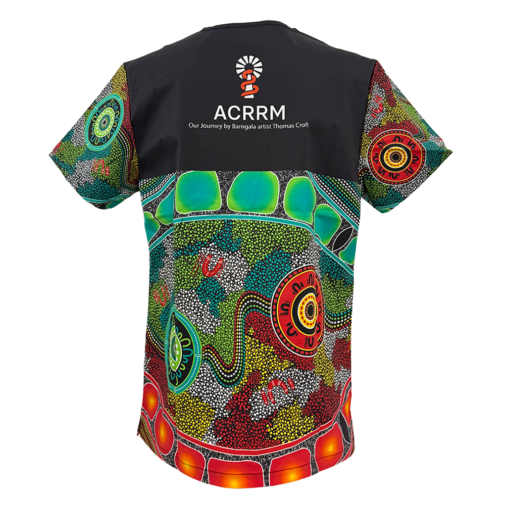 Women's Scrub top and cap (First Nations design)